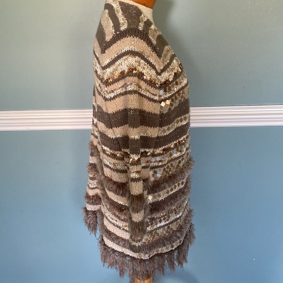 Chico’s Greta Cardigan textured sequins eyelash open front sweater. Chico’s Sz 2 - Picture 7 of 9